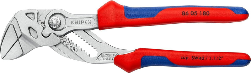 KNIPEX Zangenschlüssel, Multi-Schraubenschlüssel, Chrom-Vanadium, Rostschutz verchromt, 180 mm, 86 0