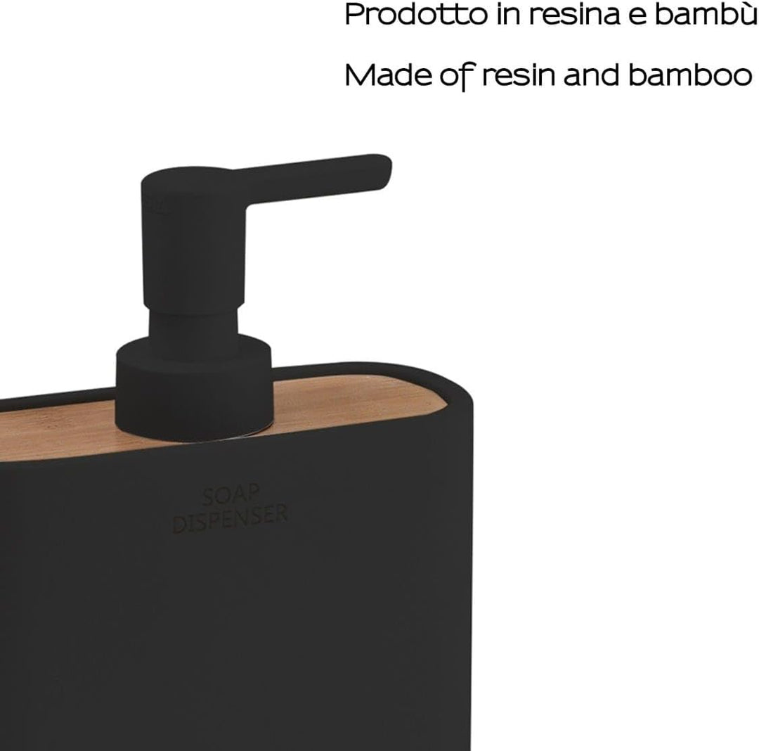 KIAMAMI VALENTINA ALISSO SEIFENSPENDER 300 ML SCHWARZES Harz UND Bambus, Schwarz Seifenspender