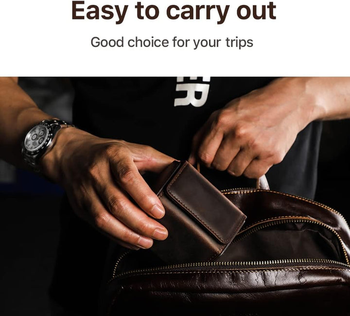 Hiram Uhrenetui aus echtem Leder, sechseckig, 1 Uhrenrolle, Uhrenschutz, Aufbewahrungsbox, Organizer