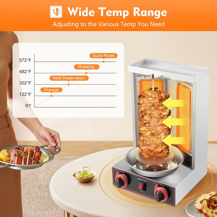 Dönergrill, 3000W Kebap Döner Gas Machine Multi Perfekt Gyros Tisch Vertikaler Elektro Elektrisch Sc