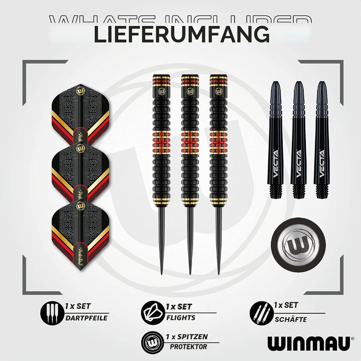 WINMAU Valhalla Profi Stahlspitze Wolfram Dartpfeile mit Flüge und Stiele (Wellen) 24g Steeltip, 24g