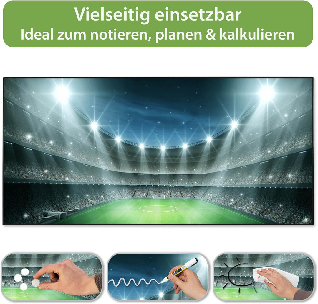banjado Magnettafel schwarz 78 x 37cm / Magnetwand Metall/Magnetpinnwand als Memoboard/Pinnwand Magn