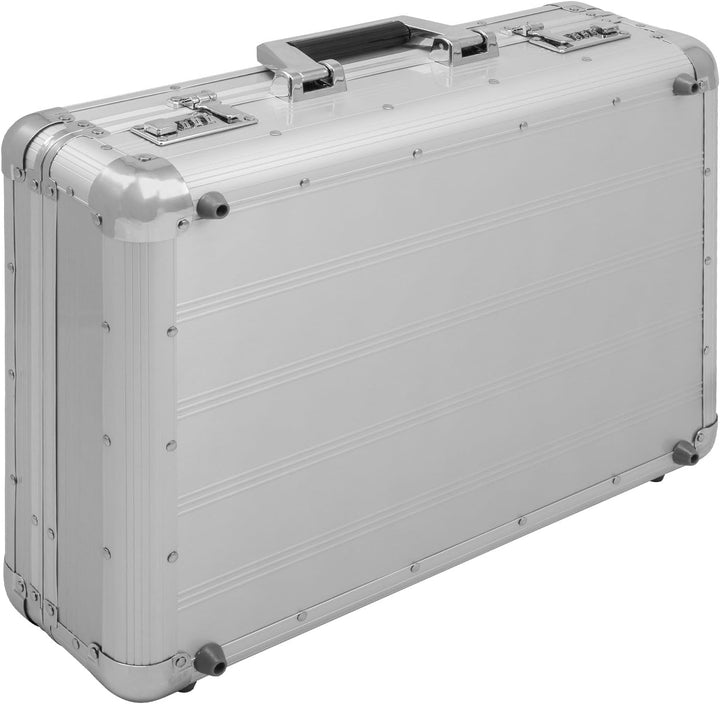 anndora Aktenkoffer Aluminium Attaché Koffer Silber - Zahlenschloss abschliessbar Silber Aluminium,