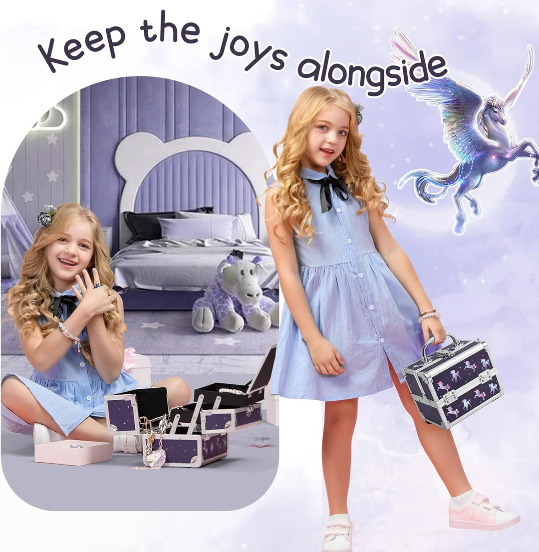 Joligrace Kosmetikkoffer Schminkkoffer, Kosmetik Make up Organizer Koffer Mit Schlüssel und Spiegel