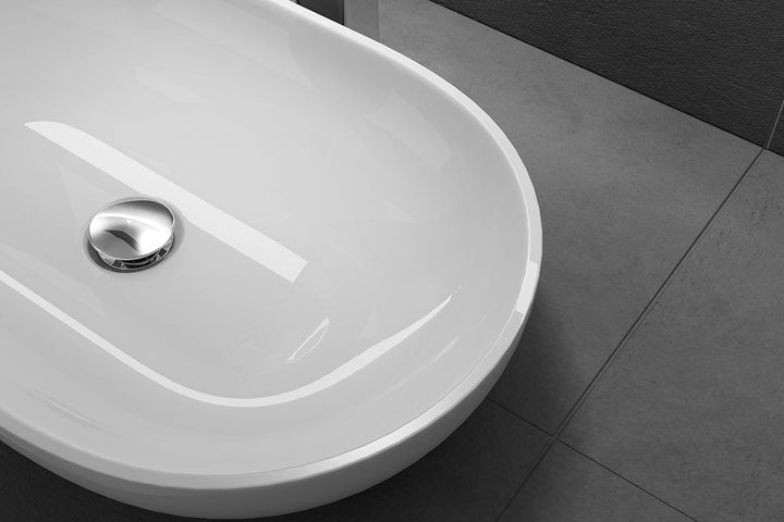 doporro Design Waschbecken Bad 54x34x10,5cm | Waschtisch aus hochwertigem Guss-Marmor in Weiss Hochg