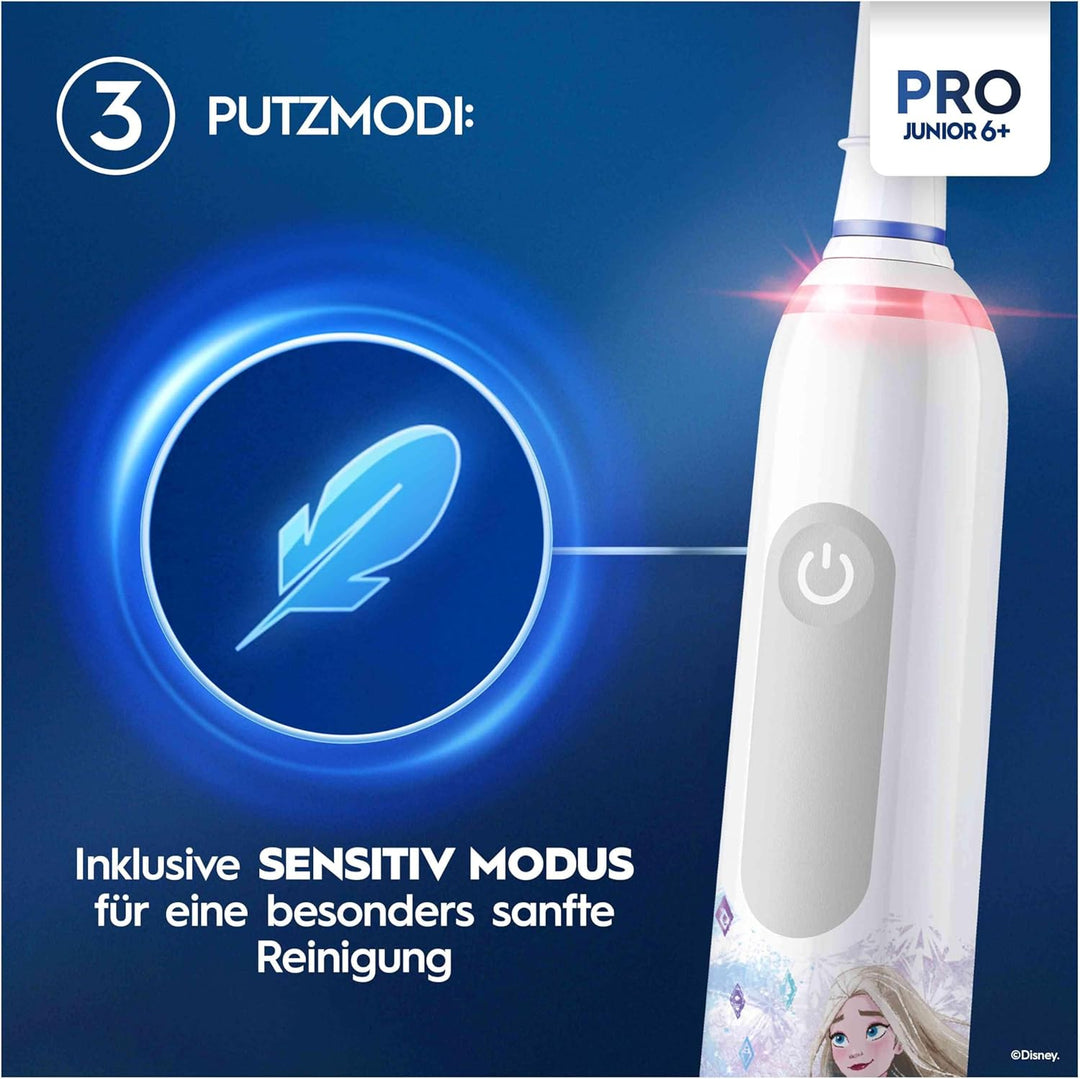 Oral-B Pro Junior Frozen Elektrische Zahnbürste/Electric Toothbrush für Kinder ab 6 Jahren, 2 Aufste