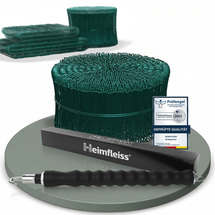 Heimfleiss® Drillapparat Driller + Rödeldraht 1,4 x 100 bis 300 mm (1000 Stk) - Set aus Drahtbinder
