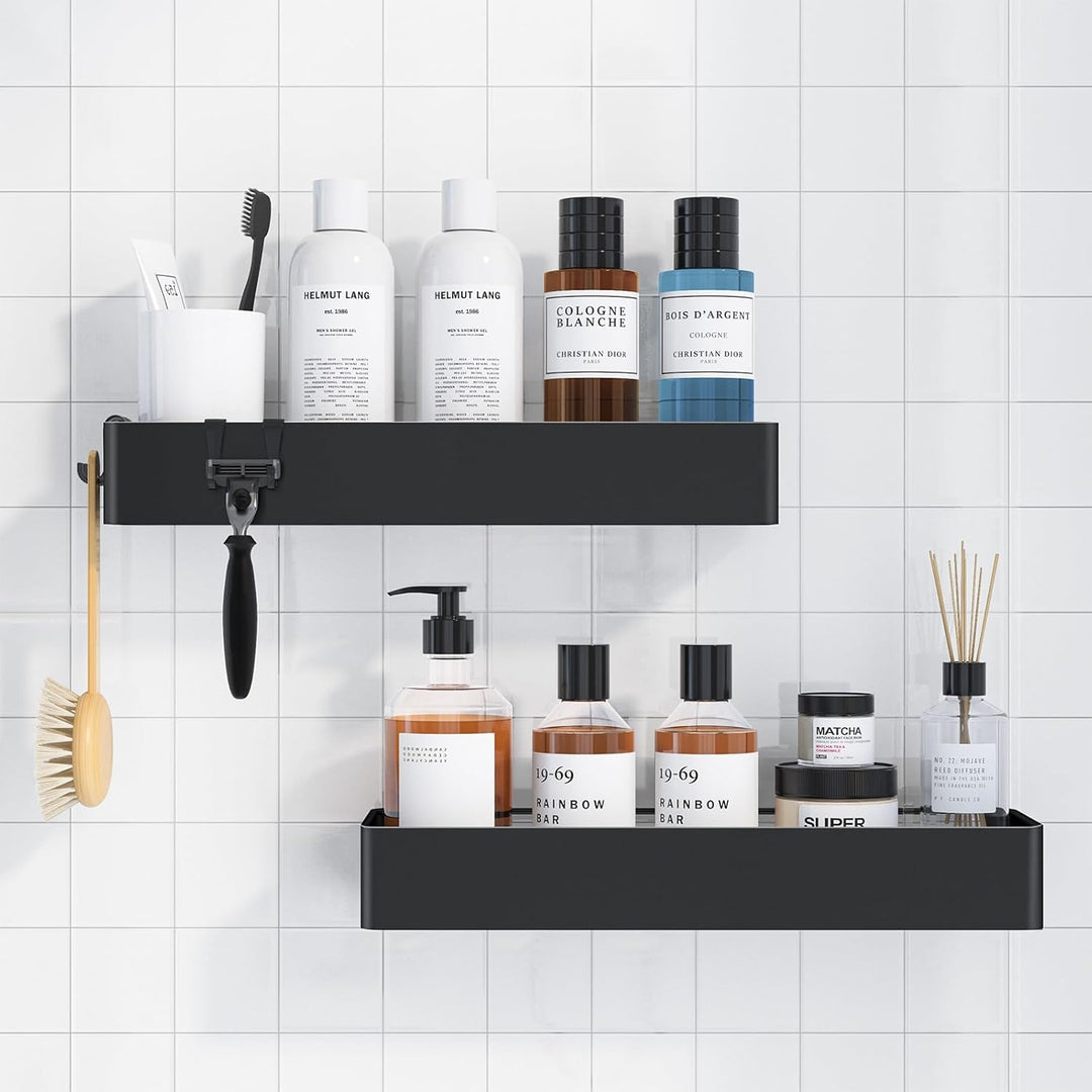 Kitsure Duschablage ohne Bohren - 2 Stück rostfreie Badezimmer Organizer, schnell trocknende Badrega