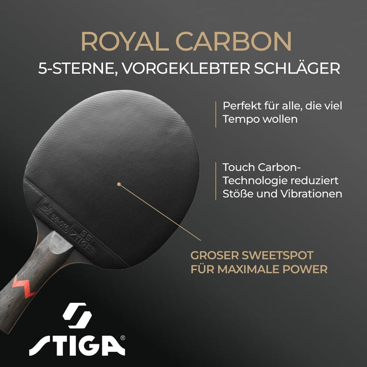 STIGA Royal 5 Sterne Tischtennis Schläger Pro Carbon,, Single