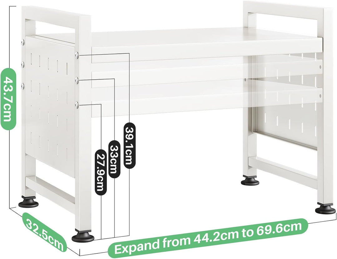 SAYZH Mikrowellen Regal, 2-stufiges Erweiterbares mikrowelle Regal Mikrowellenregal Organizer Küche