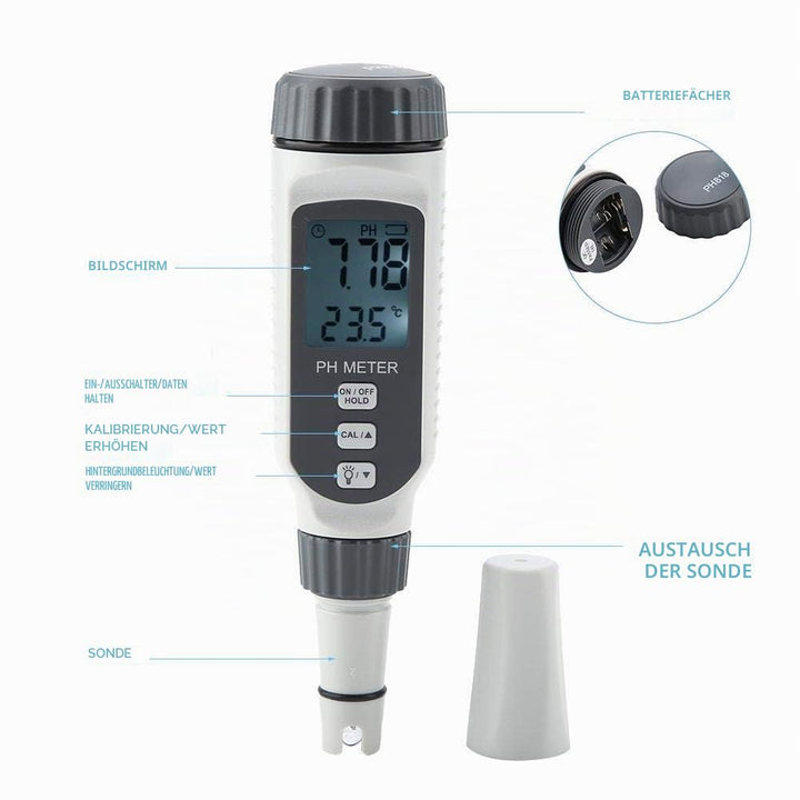 Wasserqualitätstester, digitales PH-Messgerät mit LCD-Display Hochgenauer PH-Bereich bei 0,00-14,00