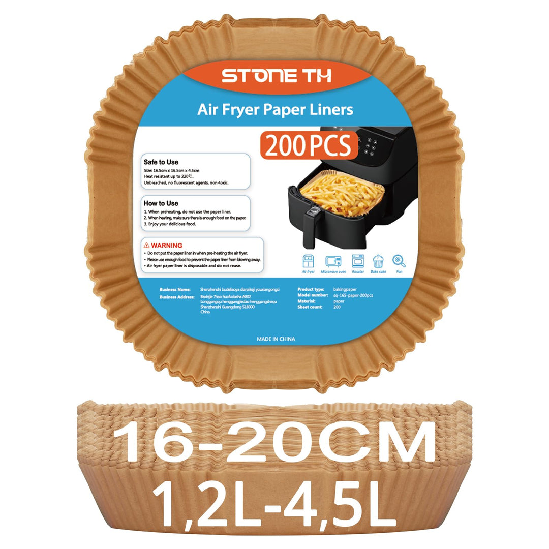 200 Stück Backpapier für Heissluftfritteuse 1,2L-4,5L, Stone TH 16-20cm Airfryer Backpapier Pergamen
