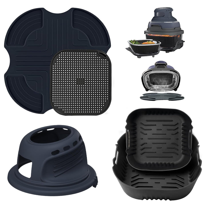 Airfryer Zubehör für Ninja CRISPi 2 Stück Silikonform+ Spritzschutz + Silikonmatten + Heissluftfritt