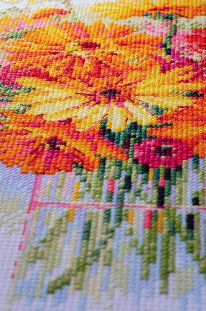 Riolis Stickbild-Set, Motiv Gerbera Water Colour