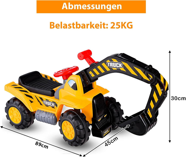 SOARS Sitzbagger, Aufsitzbagger mit Stauraum unter dem Sitz, Kinderbagger mit Horn & Soundeffekten,
