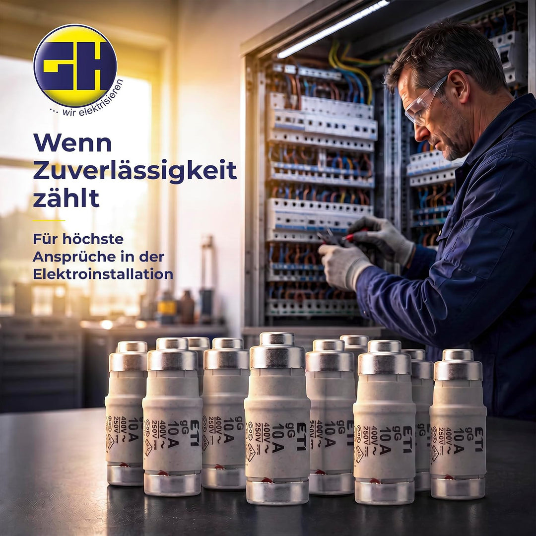 Sicherung NEOZED D01 und D02 10 bis 63 Ampère Blister mit 10 Stück Schmelzsicherungen träge als Ersa