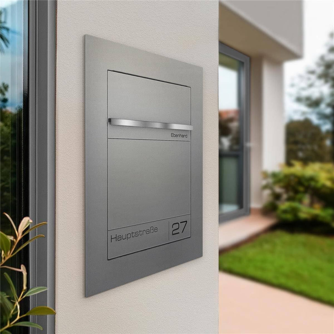 Metzler Unterputz Briefkasten Graualuminium RAL 9007 – Hochwertiger Einbaubriefkasten aus pulverbesc