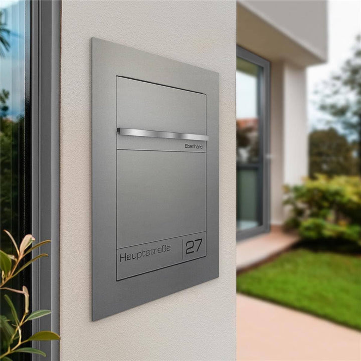 Metzler Unterputz Briefkasten Graualuminium RAL 9007 – Hochwertiger Einbaubriefkasten aus pulverbesc