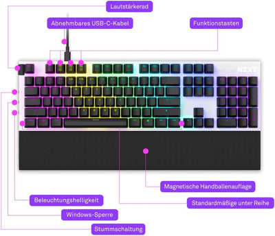 Nzxt Function - KB-1FSDE-WR - Mechanische Gaming Tastatur - MX-kompatible Hot-Swap-fähige Switches -