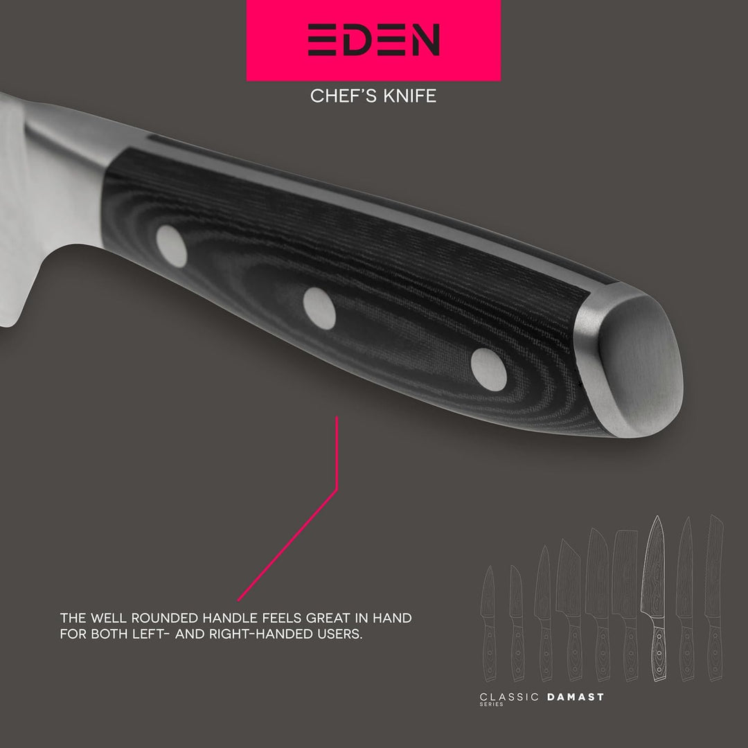 Eden Classic Damast Kochmesser 20 cm Küchenmesser EQ2030-020 Kochmesser für Gemüse, Früchte und Flei