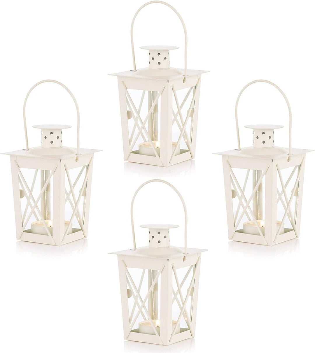 NUPTIO 4 Stück Lanterne en Verre à Terre Suspendue, Lanterne en Verre Portable, Petite Lanterne Rétr