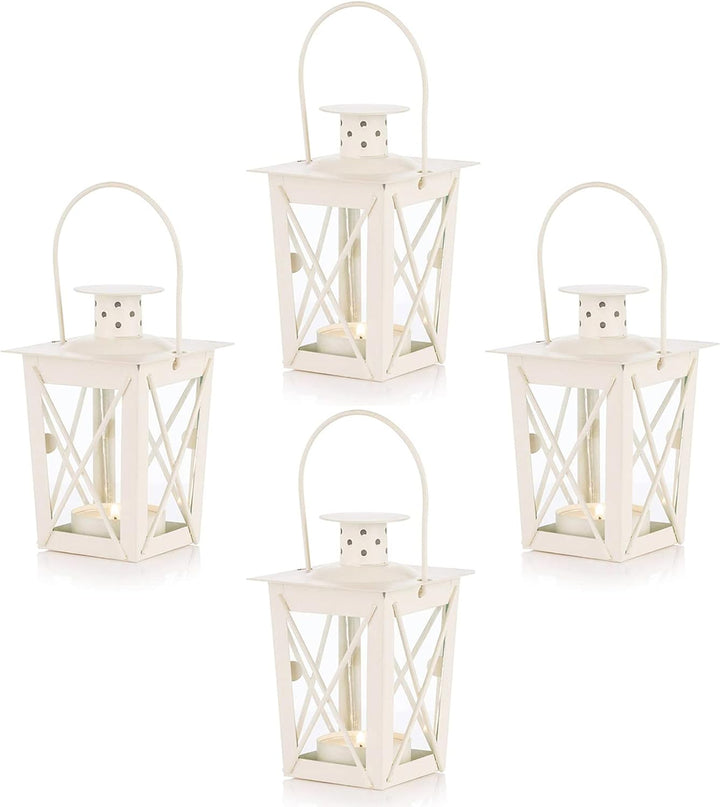 NUPTIO 4 Stück Lanterne en Verre à Terre Suspendue, Lanterne en Verre Portable, Petite Lanterne Rétr