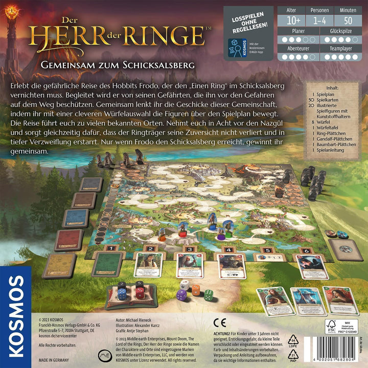 KOSMOS 682804 Der Herr der Ringe - Gemeinsam zum Schicksalsberg, kooperatives Familienspiel, für 1-4