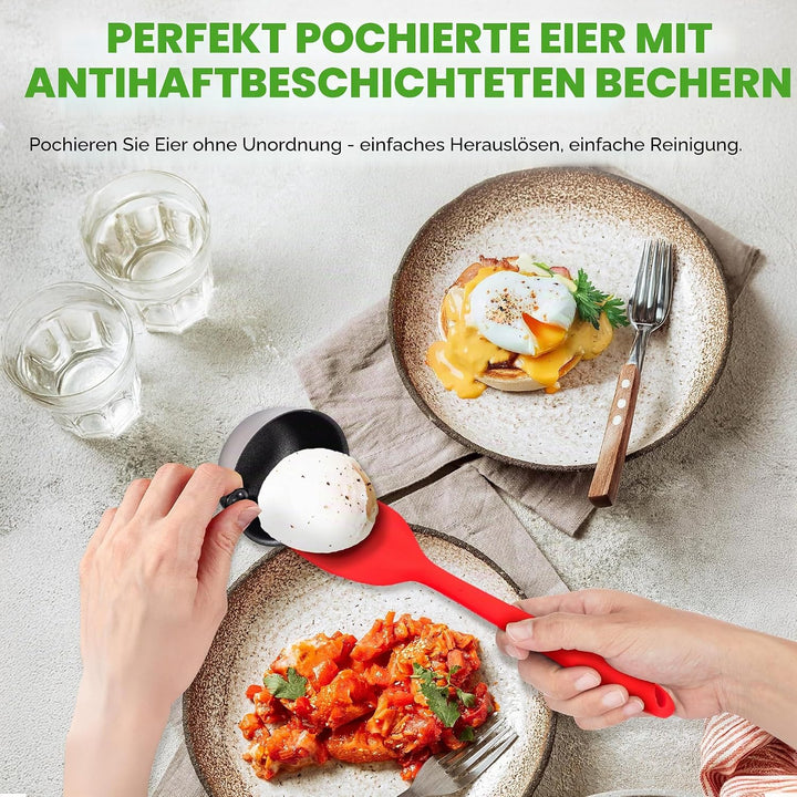 NutriChef Eier Pochierer Edelstahl 20 cm– Eierkocher Für 4 Eier, Pochierte Eier Form, Induktionsgeei