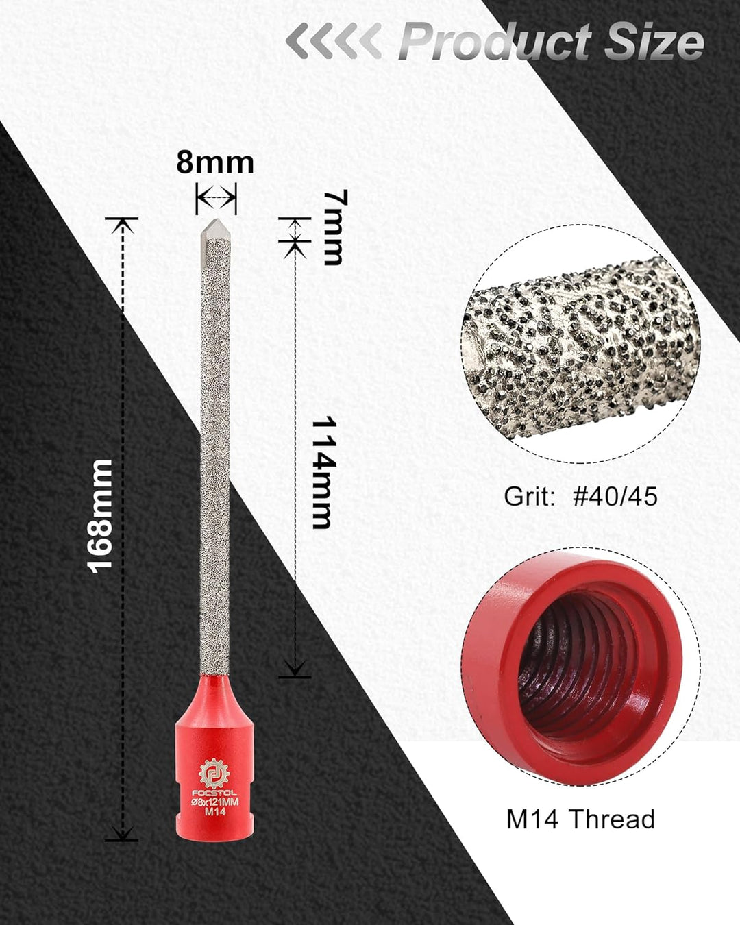 FOCSTOL Diamant Mörtel Hakenbohrer - 8mm x 121mm Diamant Mörtelfräser mit Hartmetallbestückung für M