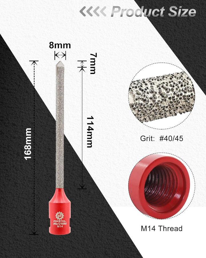 FOCSTOL Diamant Mörtel Hakenbohrer - 8mm x 121mm Diamant Mörtelfräser mit Hartmetallbestückung für M