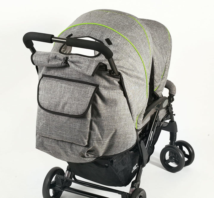 CHIC 4 BABY - Geschwisterwagen DUO mit Tragetasche und Regenschutz, Geschwisterkinderwagen für zwei