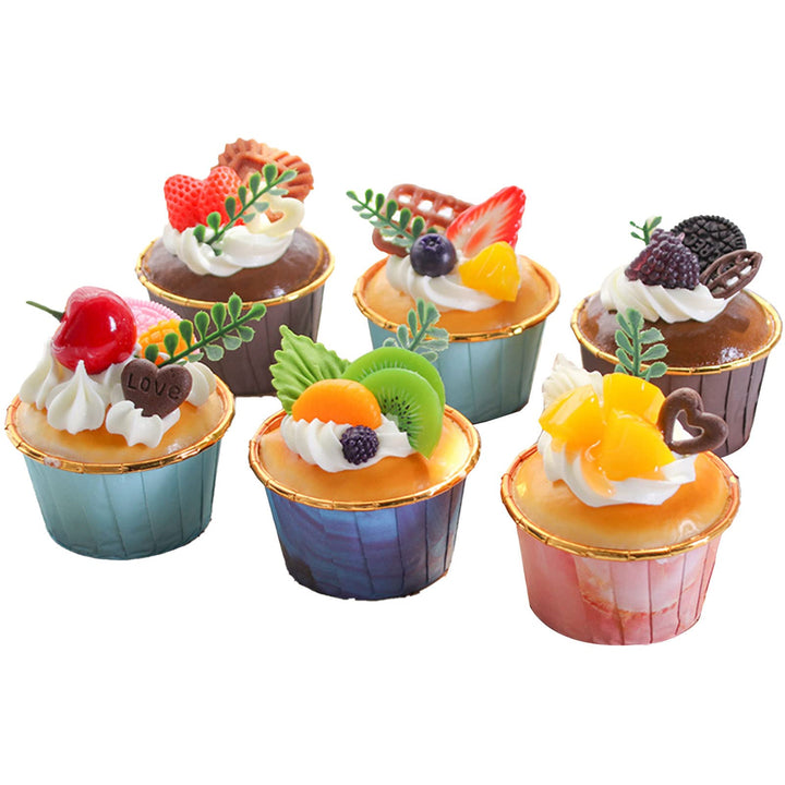 Tyenaza Cupcake-Modell 6 Stück Künstlicher Gefälschter cupcake Realistische Kuchen-Simulations-Model