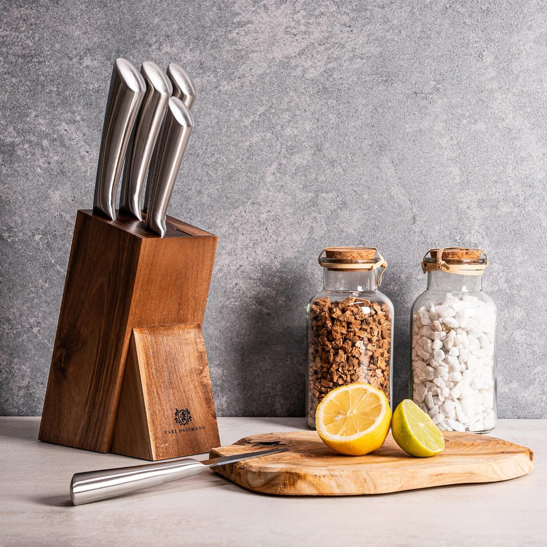 Messerblock mit Messer - 5 Teilig - Messerset und Messer Block - Küchenmesser Set - Kitchen Knife Se