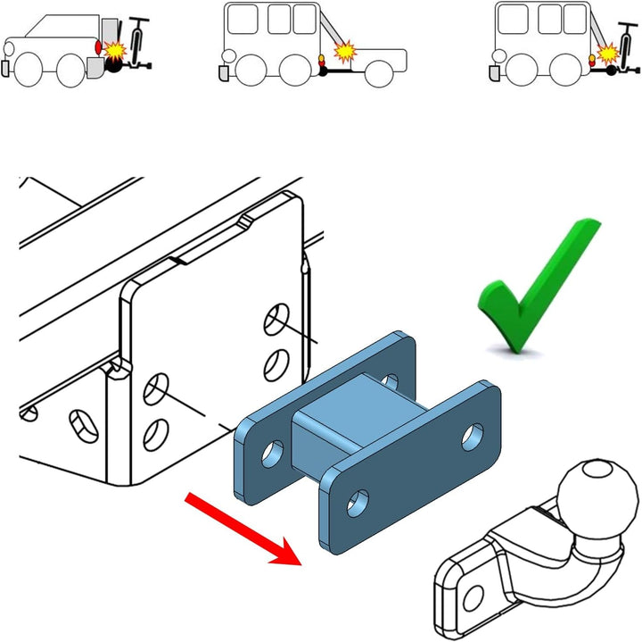 XIMPLIO Anhängerkupplung Verlängerung 75 mm Hakenverlängerung Adapter für Flanschkugel AHK 2 Loch 90