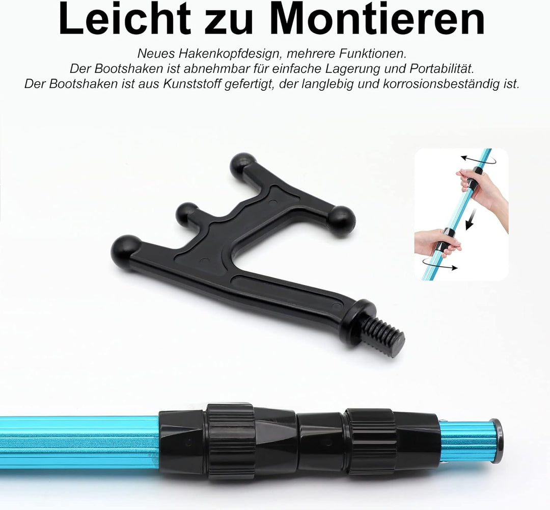KOMCLUB Teleskop Bootshaken Aluminium Leichtgewicht Push Pole Mehrzweck Ausziehbare Stange rutschfes