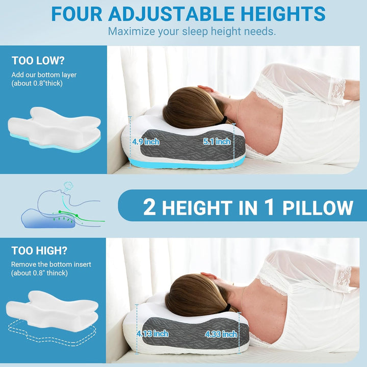Elviros Memory Foam CPAP-Kissen, Ergonomisches Höhen- und Härteverstellbares Nackenkissen für CPAP-A