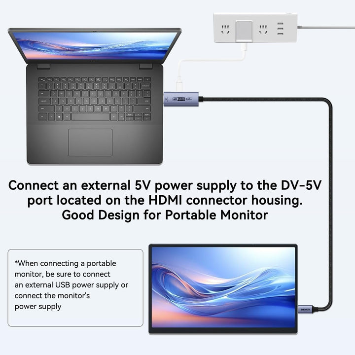 BENFEI HDMI auf USB C Kabel 1,8M 4K@60Hz, Unidirektionaler HDMI Computer zu USB-C Monitor Adapter fü