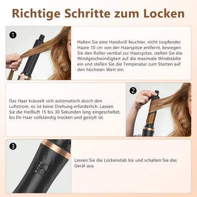 Semai 6 in 1 Air Styler set mit 1000W Haartrockner, Rundbürste, Warmluftbürste, Automatisch Volumen