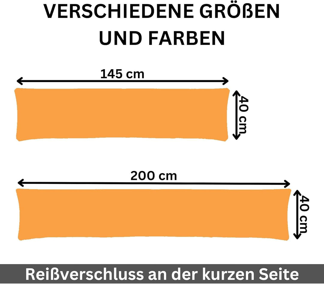 Moon 2er Pack Seitenschläferkissen Bezug Jersey Kissenbezug orange 40x145 2er Pack 40x145 Orange, 2e