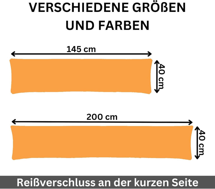 Moon 2er Pack Seitenschläferkissen Bezug Jersey Kissenbezug orange 40x145 2er Pack 40x145 Orange, 2e