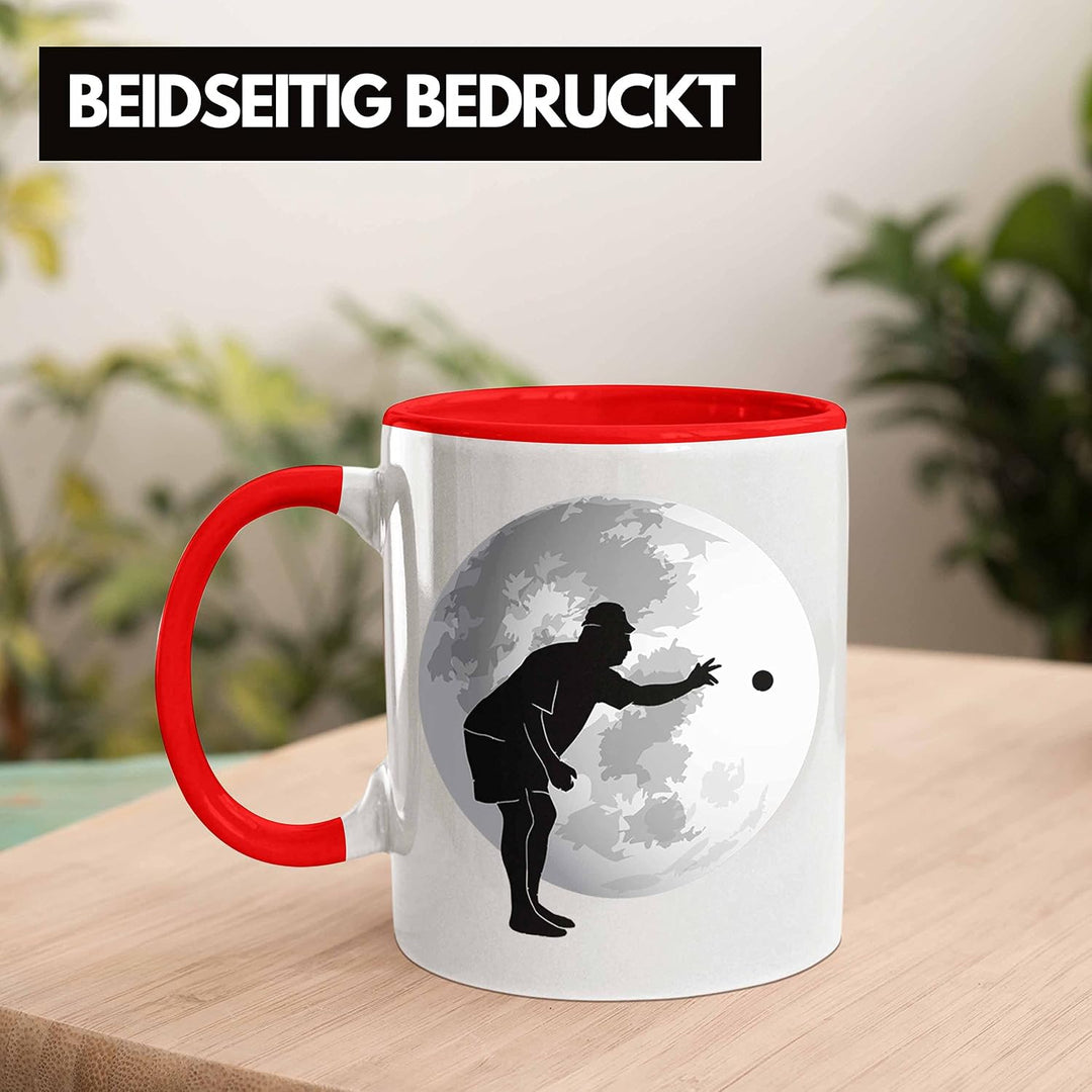 Trendation - Boule Tasse Geschenk Boule-Spieler Geschenkidee Grafik Mond Boule (Rot), Rot