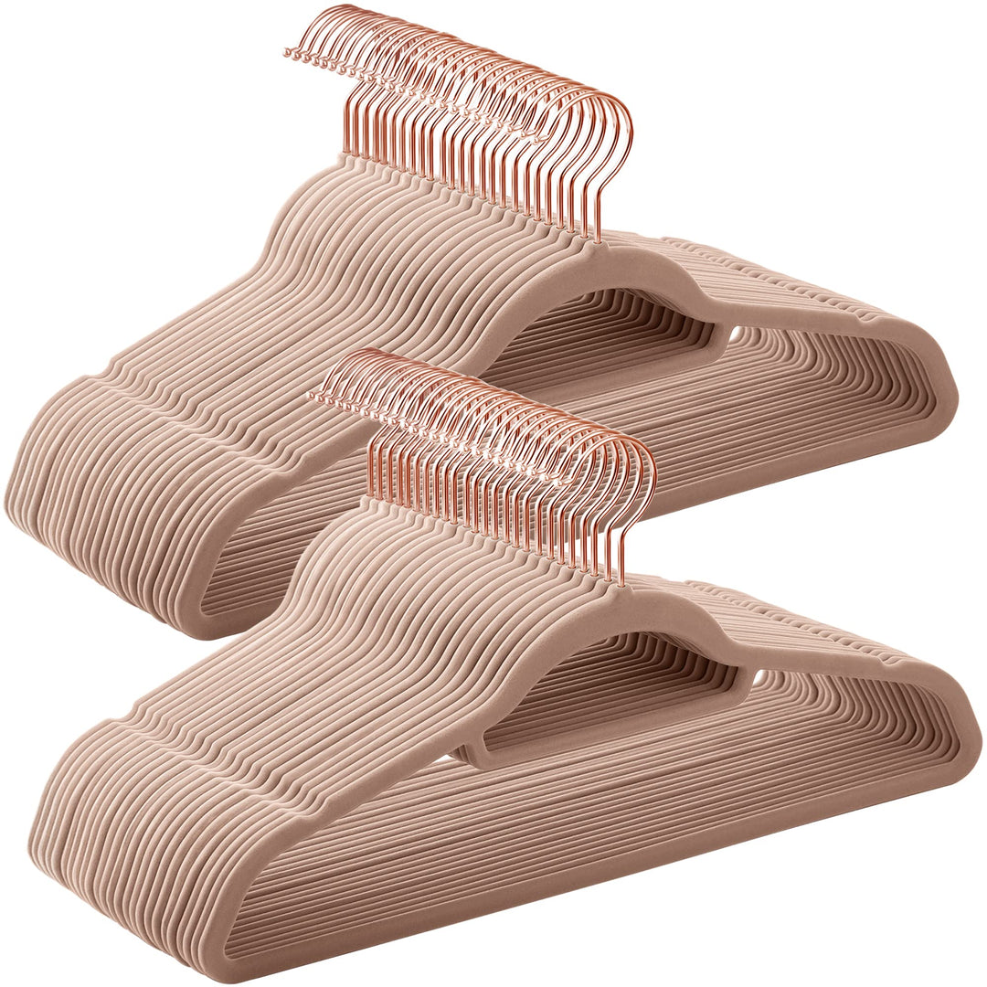 SONGMICS Kleiderbügel Samt, 50er Set, Bügel, rutschfest, kleine Stange für Krawatten, 360° drehbarer