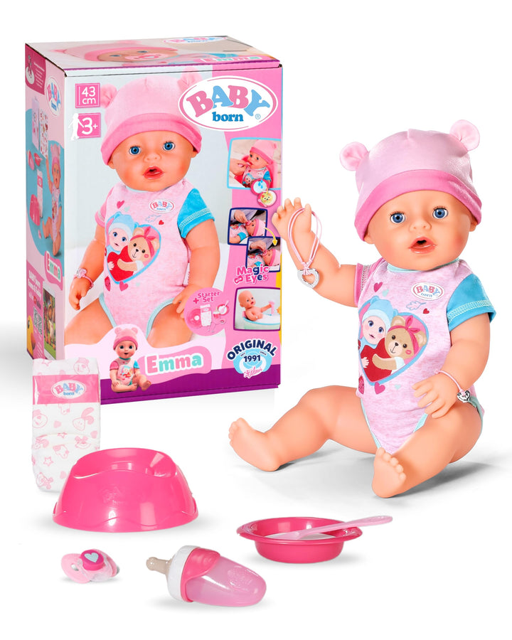 BABY born Emma, Babypuppe mit 10 Funktionen und Accessoires, für Kinder ab 3 Jahren, funktioniert oh