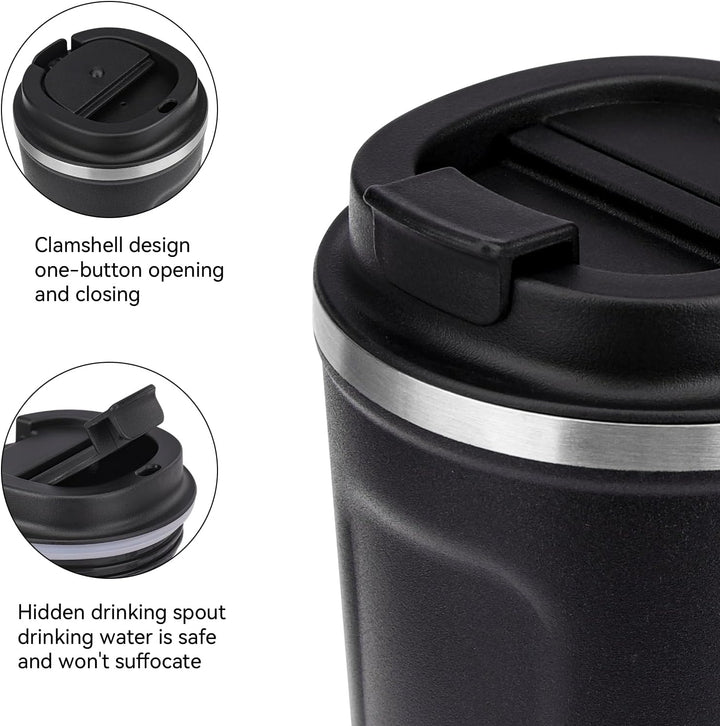 ERBO Kaffeebecher to go, Thermobecher Edelsthal, Auslaufsicher Kaffeetasse Kaffeebecher mit Deckel,