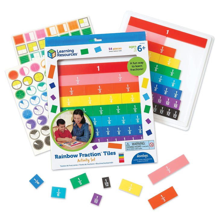 Learning Resources Rainbow Fraction Tiles with Tray 10 x 12.8 x 1.3 inches