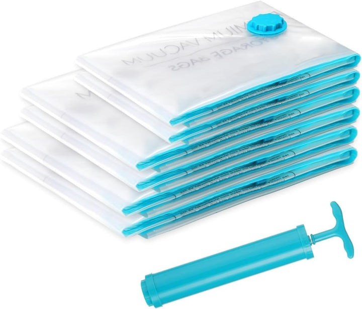 XL Jumbo Vakuumbeutel für Kleidung u. Bettdecken [6 Stück] - INKL. HANDPUMPE u. ETIKETTEN in (2x 40x
