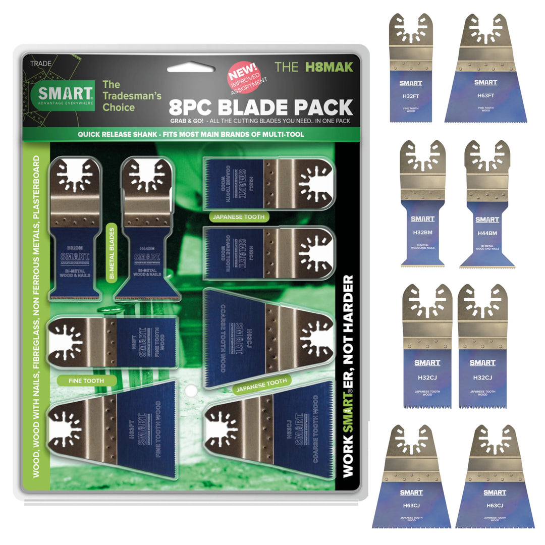 SMART Feinzahn-, Japanerzahn- und Bi-Metall Klingenset - 8er Pack - Trade Series - Universelle Passu