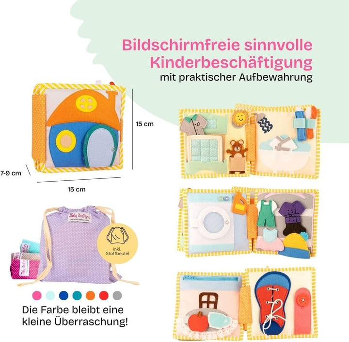 Jolly Designs 6-seitiges Mini Quiet Book Home Sweet Home- Montessori Lernspielzeug Tus Hochwertigem