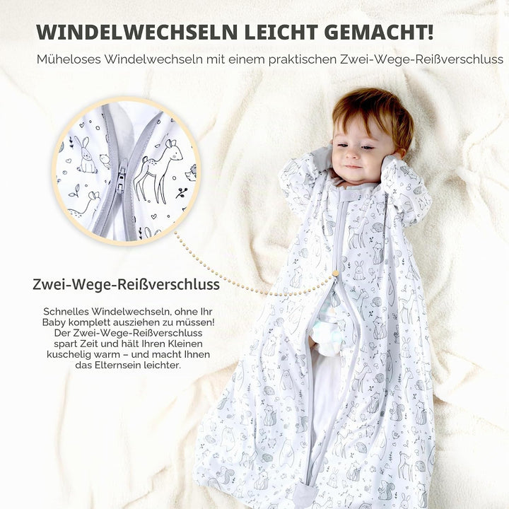 Mama Cheetah Baby Schlafsack mit Ärmeln, 1,0 TOG 2er-Pack 100% Bio-Baumwolle Wearable Blanket und Zw