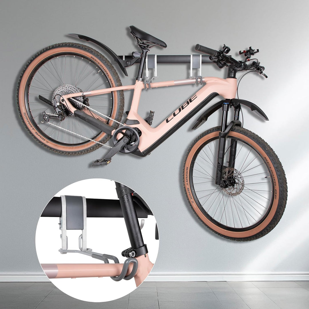 ONVAYA® Fahrrad-Wandhalterung | Horizontale Halterung für ein Fahrrad | Mit Klick-System | Haken für